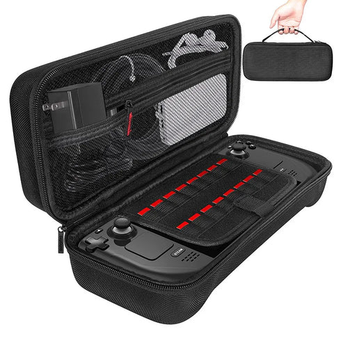 Storage Box for for Steam Deck Oled Console with Handle Carry Case Shockproof Hard EVA Zip Pouch Net Pocket for Cable Charger