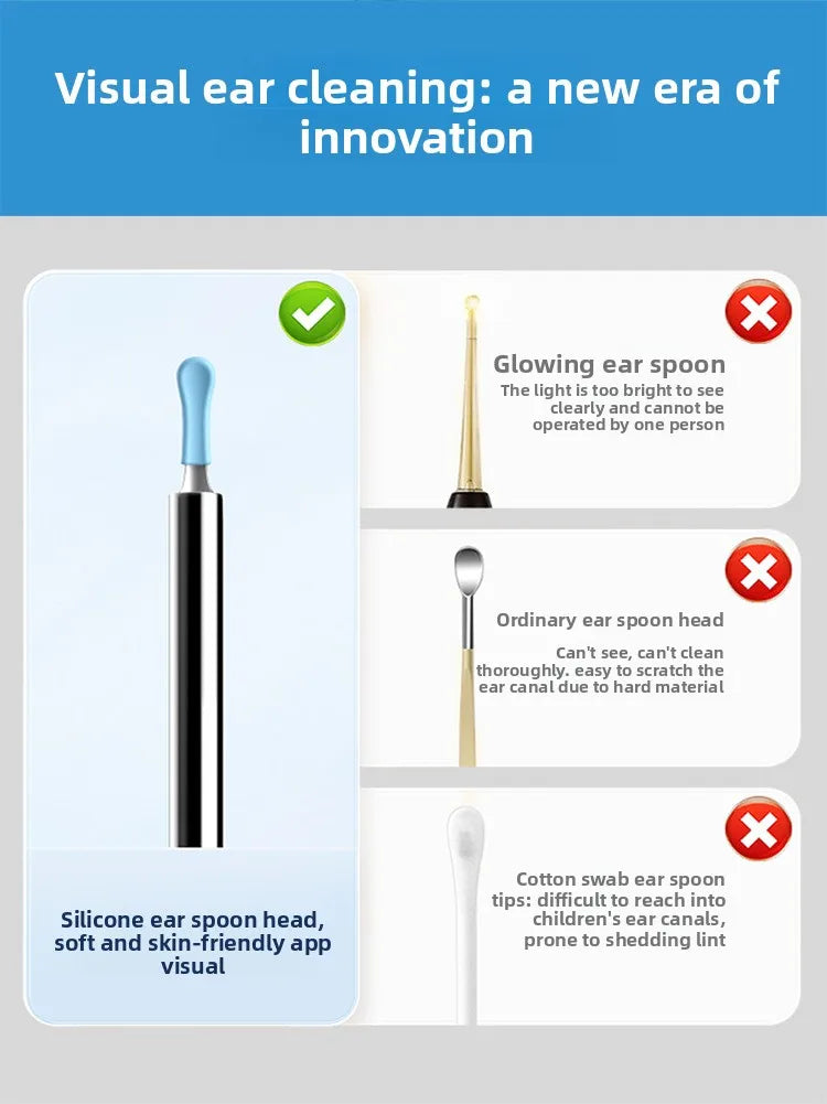 Visual Ear Wax Cleaner with Camera Safe Earwax Removal Endoscope with 5M Camera Luminous Otoscope Ear Cleaning Tools Ear Care