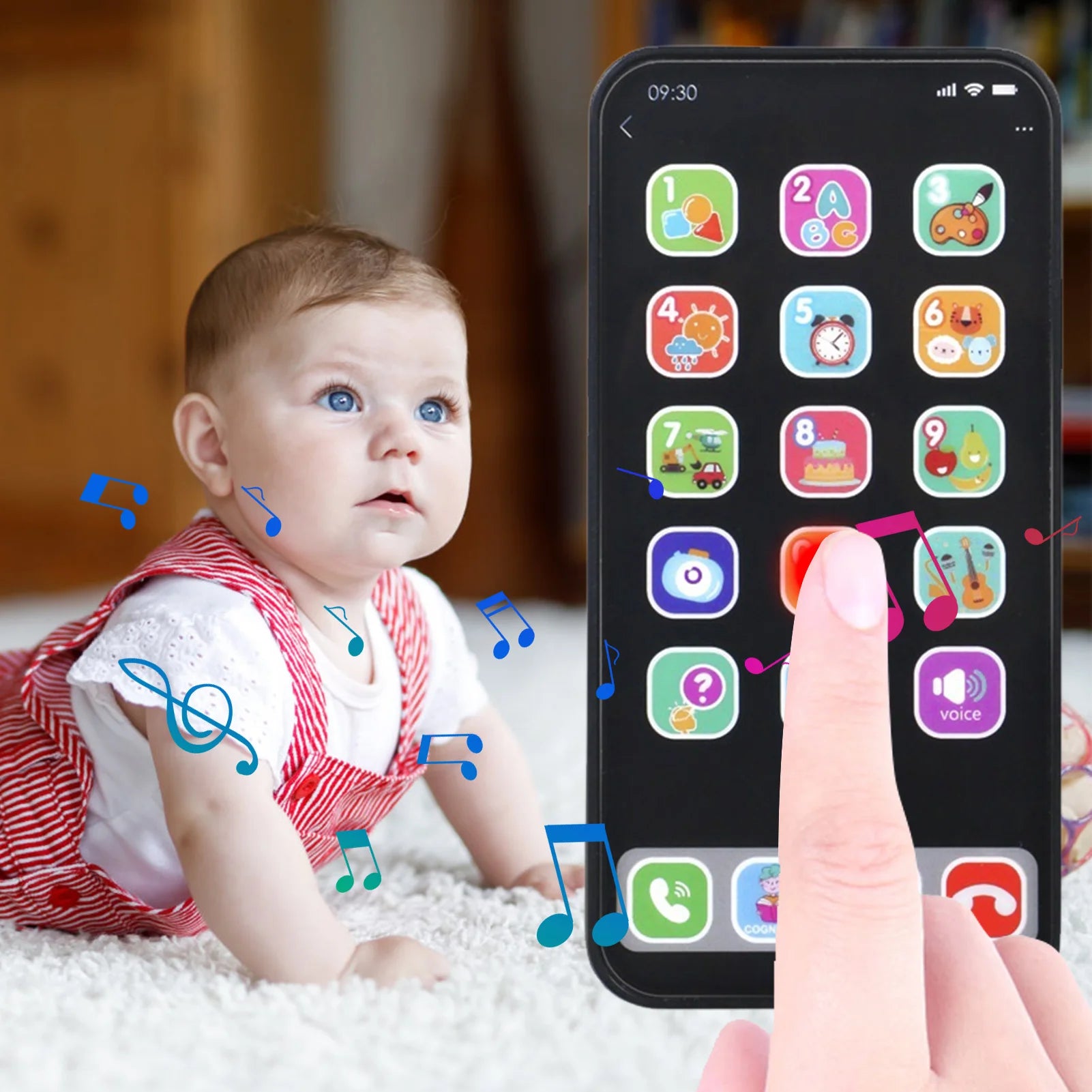 Kids Toy Phone Children Educational Learning Phone with Light Sound Music Interactive Touch Screen for Toddler Early Development