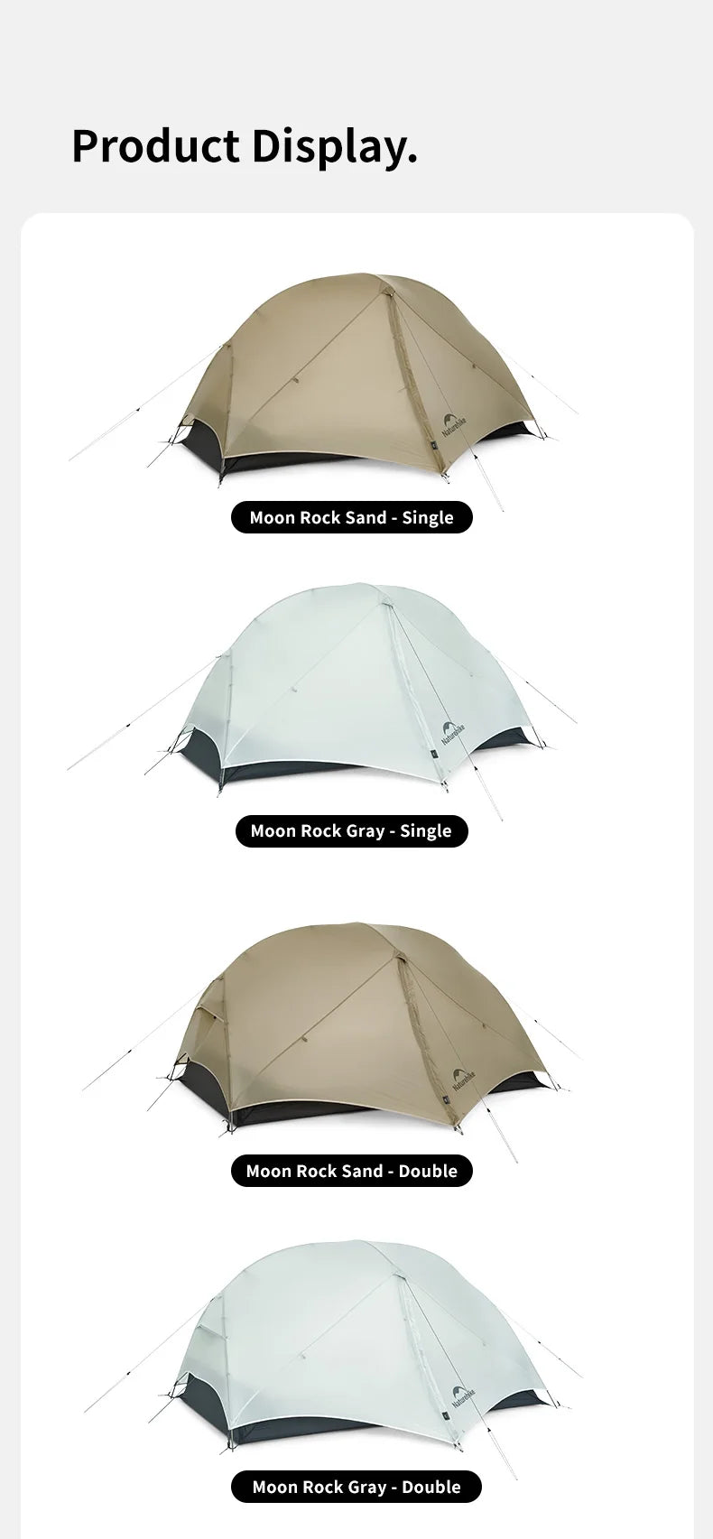 Naturehike Mongar UL 2 Tent 2 Person Backpacking Tent 20D Ultralight Travel Tent Waterproof Hiking Survival Outdoor Camping Tent