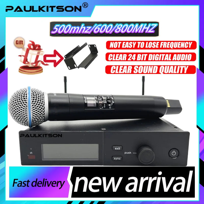 SLXD Microfone 500/600/800MHZ Wireless Microphone System 4pin Headset KSM8/Beta58 Professional Audio Equipment For Stage Karaoke Main image