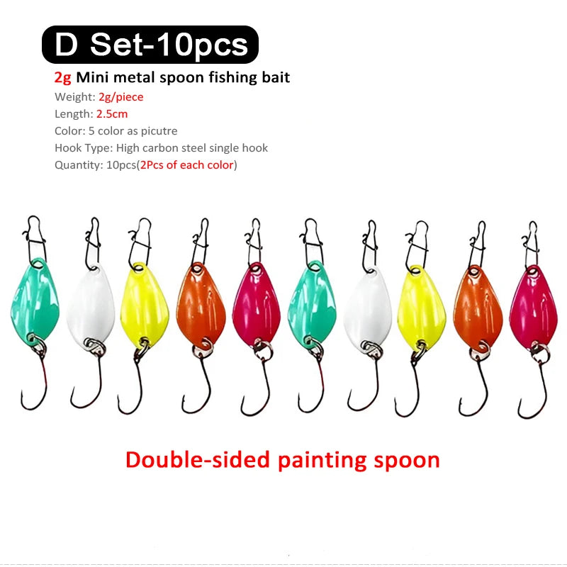 7/9/10Pcs Trout Bait 2.5g/2.6g/3g/3.2g/3.5g/5g Metal Spoon Fishing Lure Wobbler Casting Jigging Tackle Accessories Pesca Chub