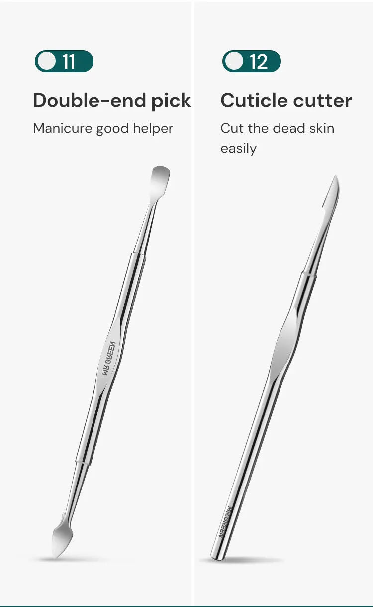 MR.GREEN Manicure Set 12 In 1 Full Function Kit Professional Stainless Steel Pedicure Sets With Leather Portable Case Idea Gift