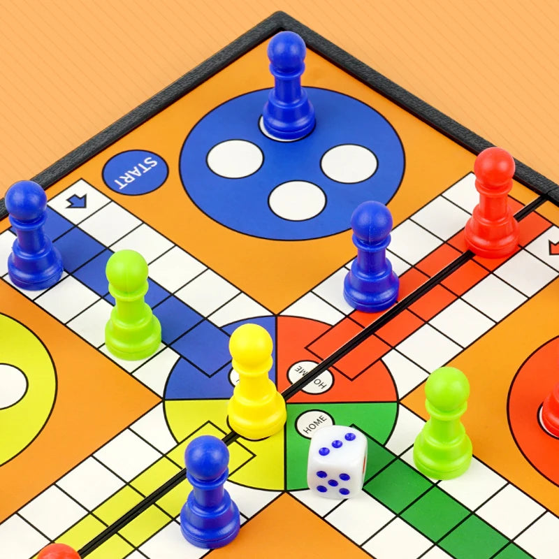 International Ludo Board Game for Kids: Portable Folding Chess Set, Educational Toy, Party Table Game for Elementary Students