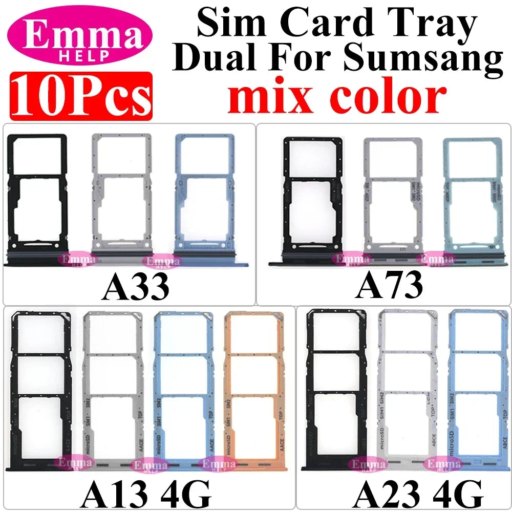 10Pcs Dual Card Phone Sim SD Card Tray For Samsung Galaxy A14 A24 A34 A54 A13 A23 A33 A53 A73 Sim Card Holder Adapter Drawer