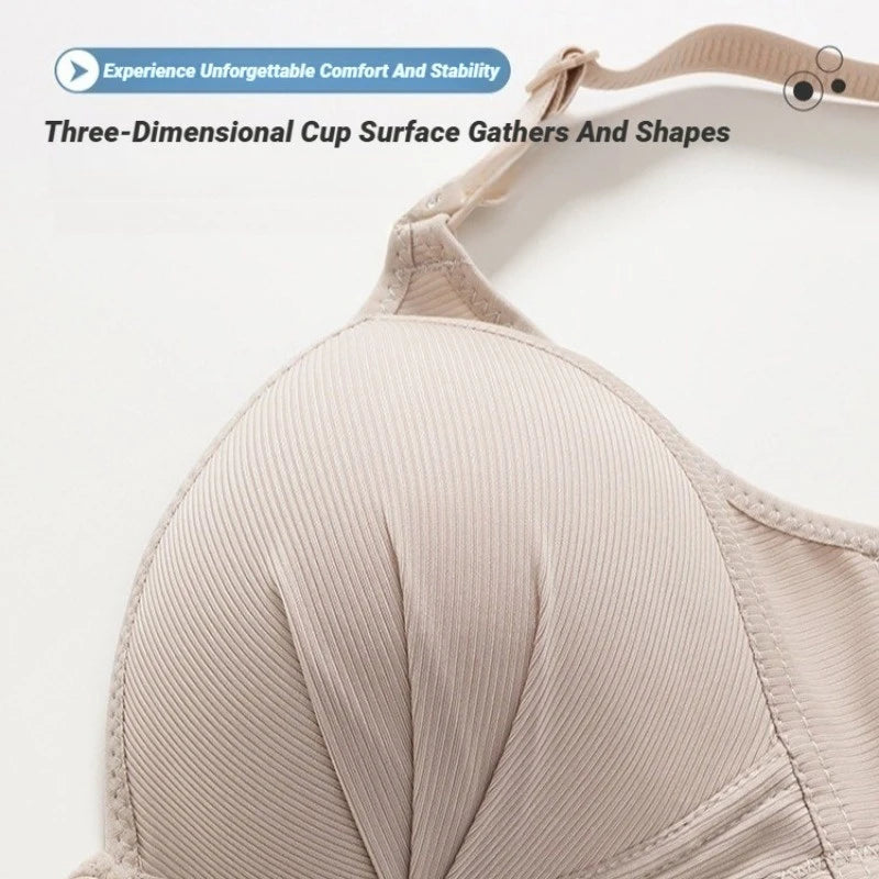 Wire Free Front Buckle Bra Thin Cup Breathable Push Up Side Support Vest Style Adjustable Comfort Underwear For Women