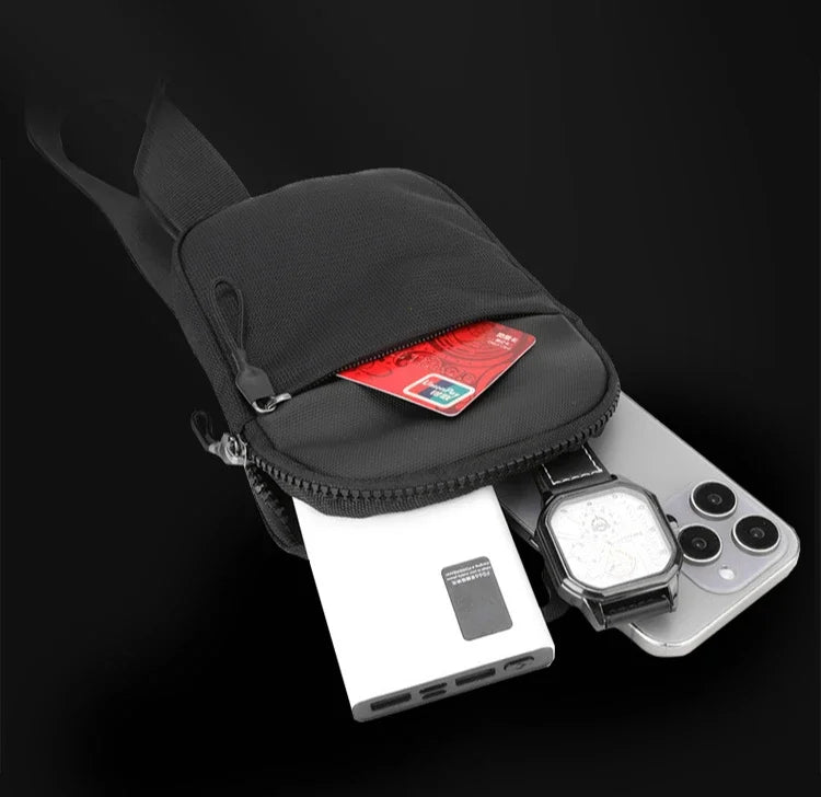 Men Waterproof Sling Chest Pack Fashion Small Black Crossbody Shoulder Zipper Bag Travel Workout Handbag Messanger Bag for Men