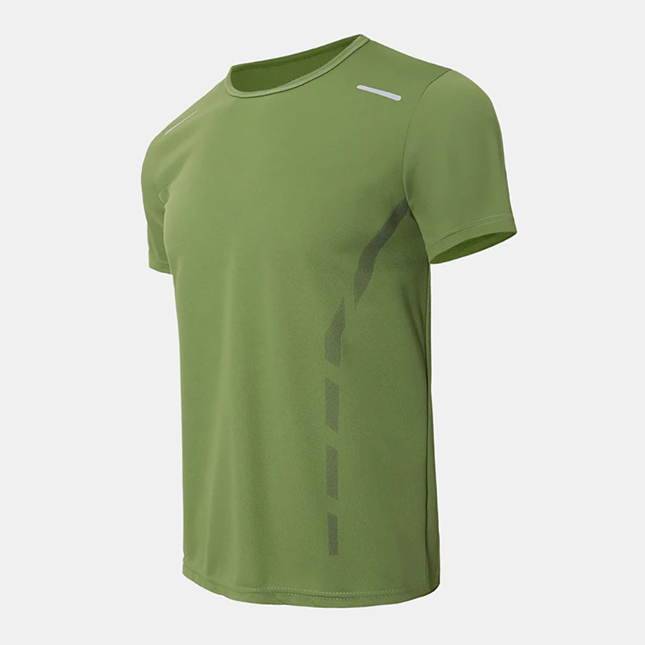 4/1 Pcs Men's Summer Multicolor Quick-drying Sports Short Sleeve Loose Breathable Fitness Running Badminton T Reflective Strip