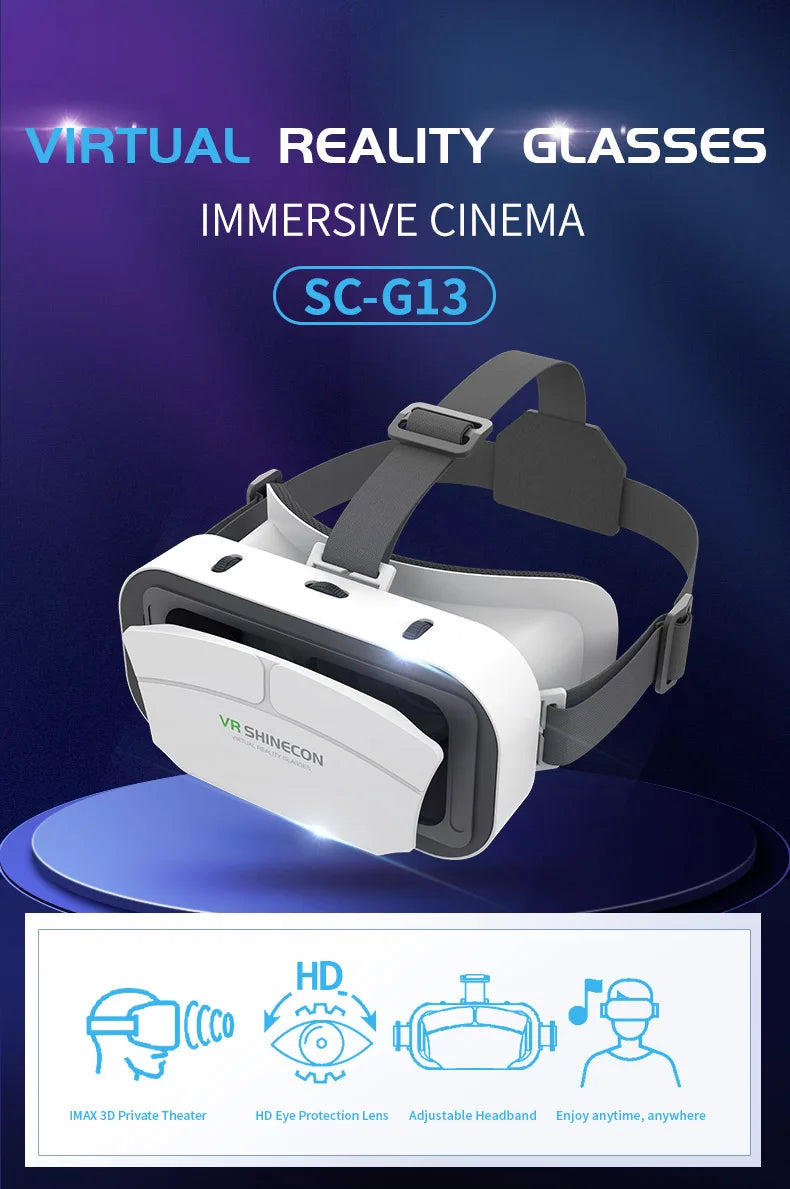 Shinecon Viar Virtual Reality VR Glasses Headset 3D Device Helmet Goggles Lenses For Smartphone Smart Phone Game Cell Mobile Set