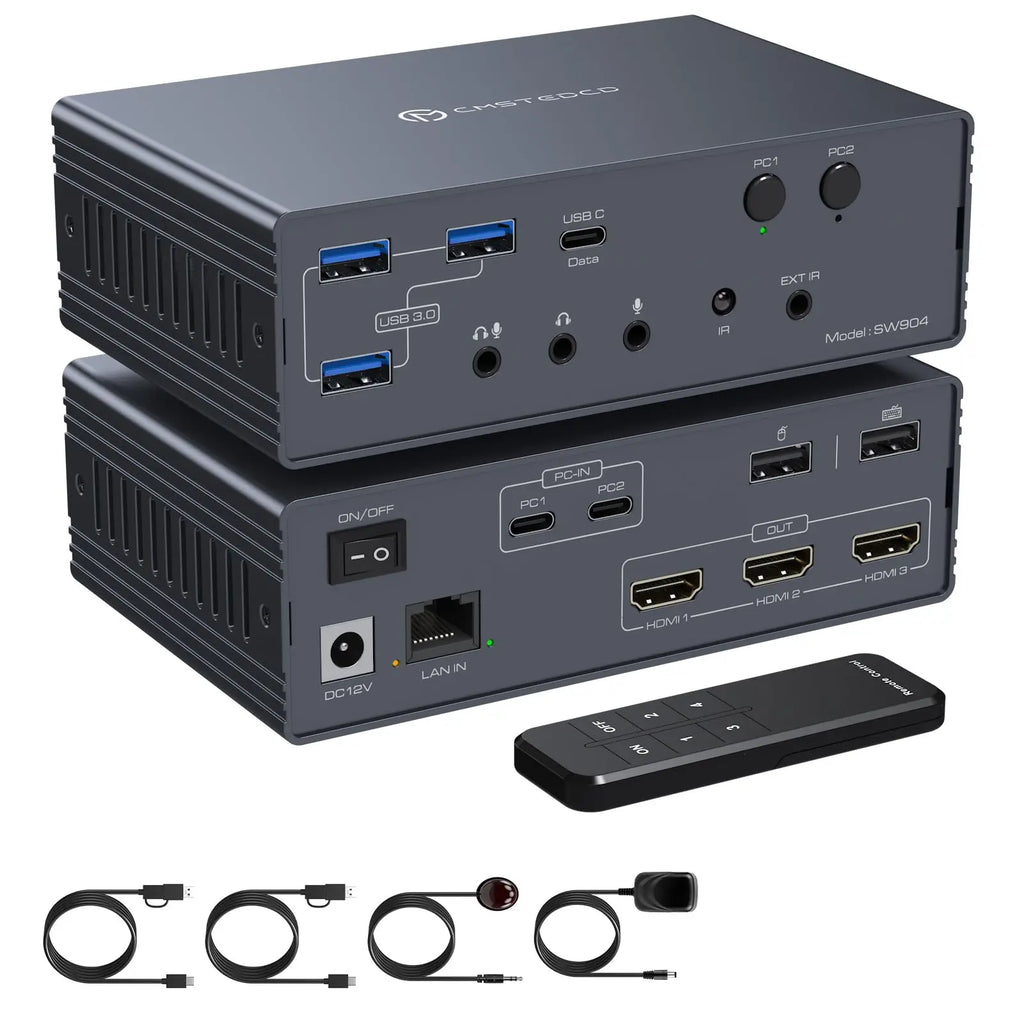 USB C Docking Station HDMI KVM Switch 2/3/4 PC 3 Monitors 4K@60Hz Thunderbolt 4 for 3 Monitors 2/3/4 Laptops with Displaylink