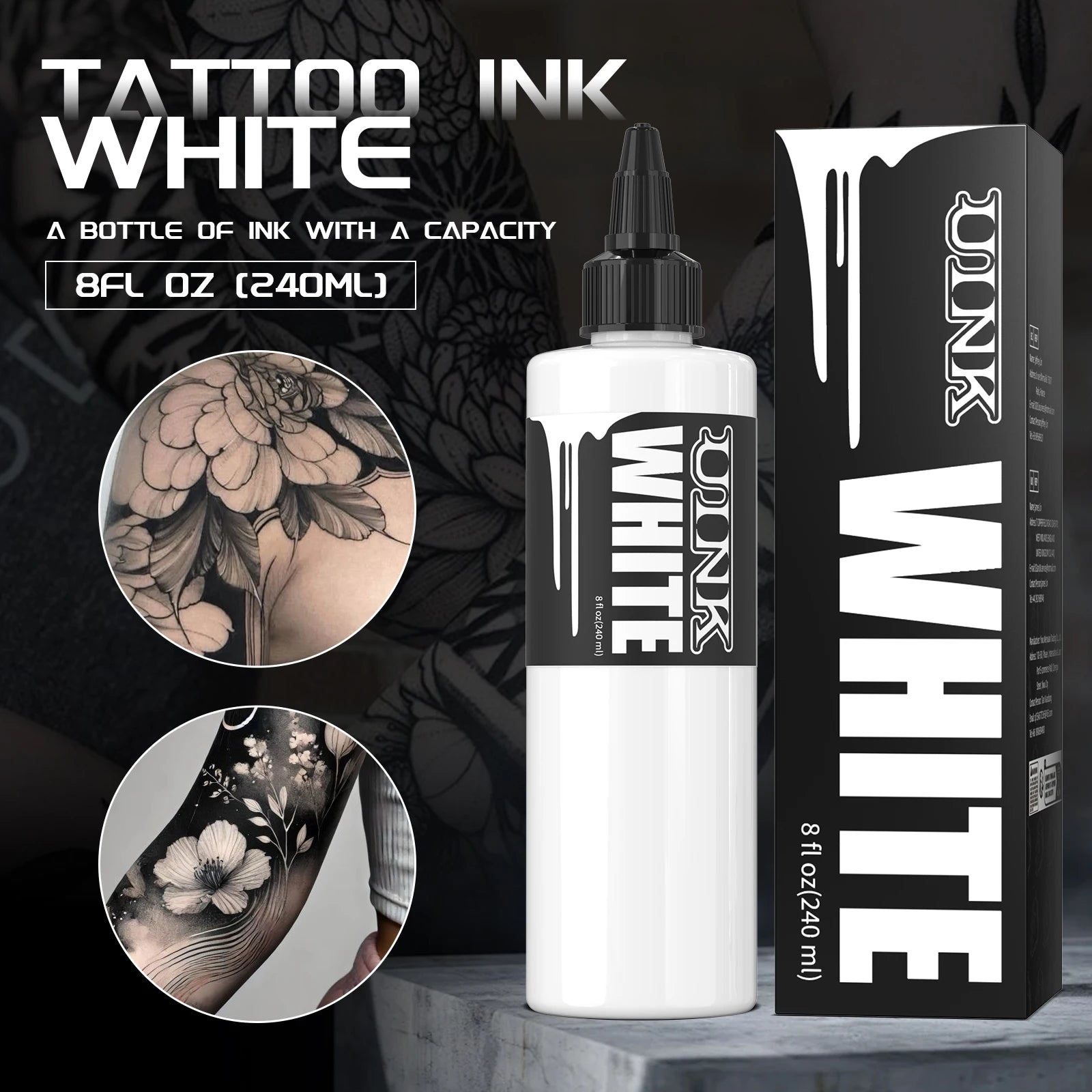 DQFART 240ml Triple Black/Withe Professional Tattoo Ink For Permanent Semi-permanent Skin Body Art Pigment Tattoo Supplies