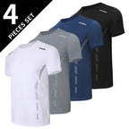 4/1 Pcs Men's Summer Multicolor Quick-drying Sports Short Sleeve Loose Breathable Fitness Running Badminton T Reflective Strip
