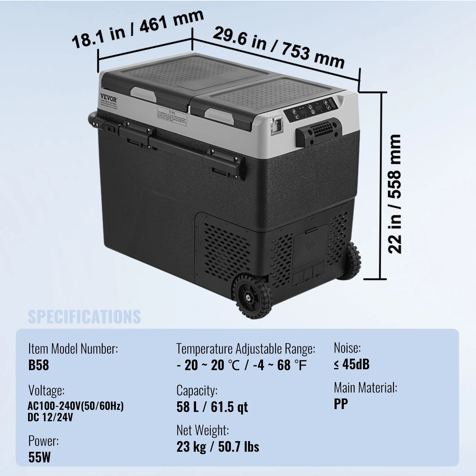 SucceBuy 58 L Portable Car Refrigerator Car Refrigerator Fridge Dual Zone Portable Freezer Compressor Cooler for Home, Outdoor