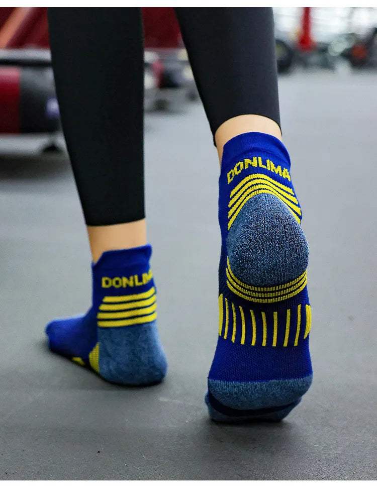 3 Pairs Marathon Socks Men Women Professional Sport Ankle Running Socks Thickened Cushioned Tube Low Cut Fitness Short Sock Mesh