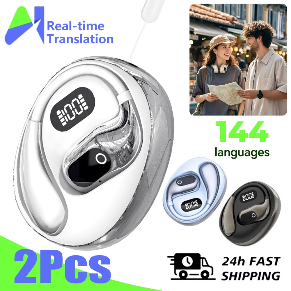 Real Time Translation Headphones 144 Languages Translator Earphones Wireless Bluetooth 5.4 Headsets for Business Office Travel Main image
