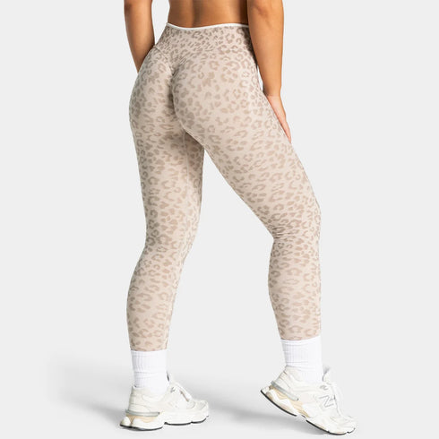 Teveo Tight-fitting Leopard-print Seamless Yoga Pants with Nude-skin High Elasticity Suitable for Fitness Running Pants