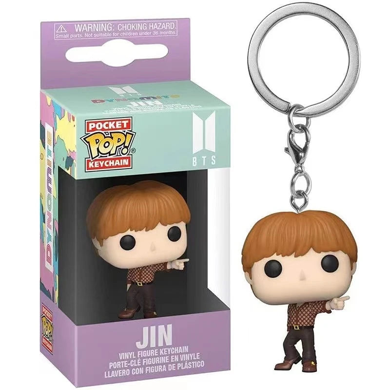 Funko POP Keychain Toy Men's Team Cartoon V JUNG KOOK JIMIN Jin V J-HOPE Pocket Pop Keychain Vinyl Action Figure Collection Toys