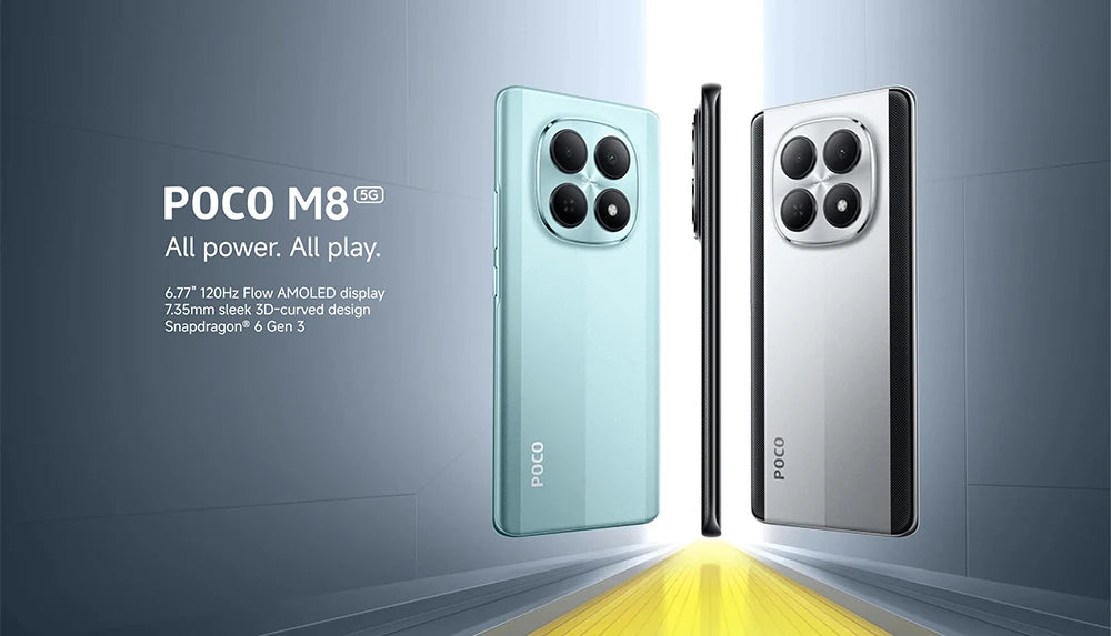 Global Version POCO M8 5G smartphone 5G 6.77" Snapdragon® 6 Gen 3 Mobile Platform 45W charging 50MP main camera IP66 NFC Xiaomi