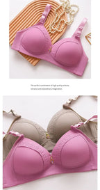 Gathered Side Collection Lifting Underwear Breasts Brassiere Large Size Bra Full Cup Underwear Brassiere No Steel Ring  Bra