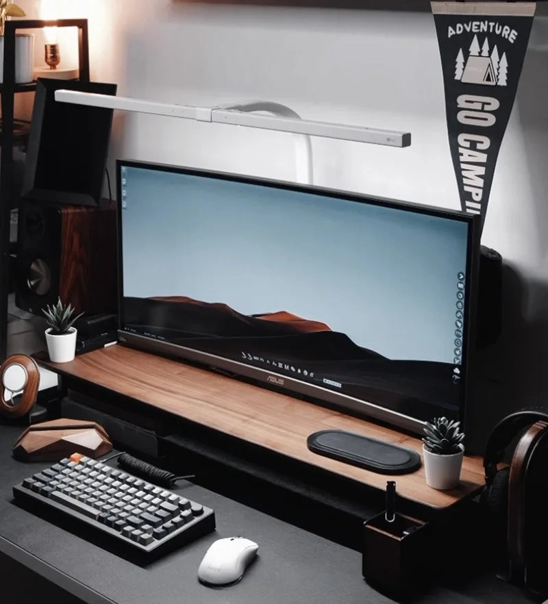 Z1 Monitor Height Increasing Rack Office Luxury Desk Setup E-sports Room Monitor Bracket Wooden Screen Stand with Compartments