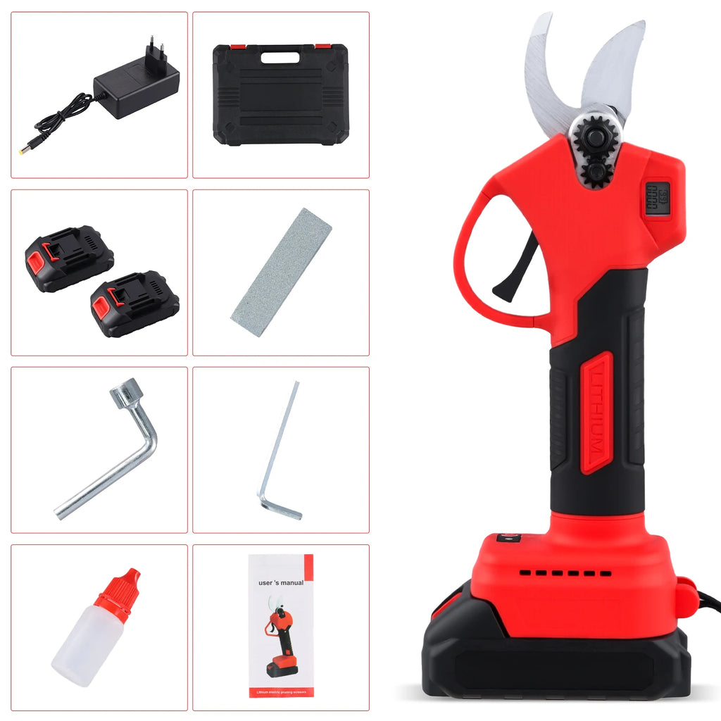 Podofo Brushless Electric Pruning Shears 2.5-Inch Cordless Garden Branch Cutter Battery Powered Shrub and Tree Trimming Tool for Landscaping Orchard Yard Maintenance