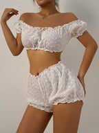 Sexy Lingerie Ruffles Floral Embroidery Women's Underwear Off Shoulder Sexy Bra Set Comfortable Cotton Intimate Underwear Set
