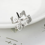 Custom Double First Name Finger Ring For Women Men Personalized Couple Family Gift Gold Color Stainless Steel Metal Jewelry