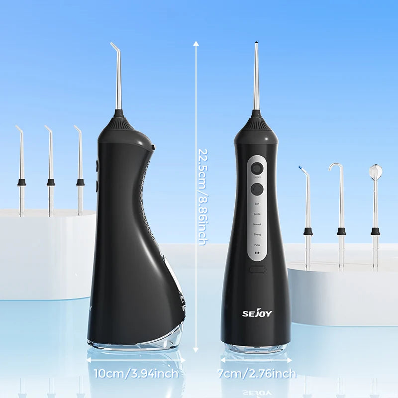 SEJOY Water Flosser Irrigator Dental Teeth Whitening strips Portable 230ML Tank 5 Modes 8 Jet Tips Washing Machine for Home