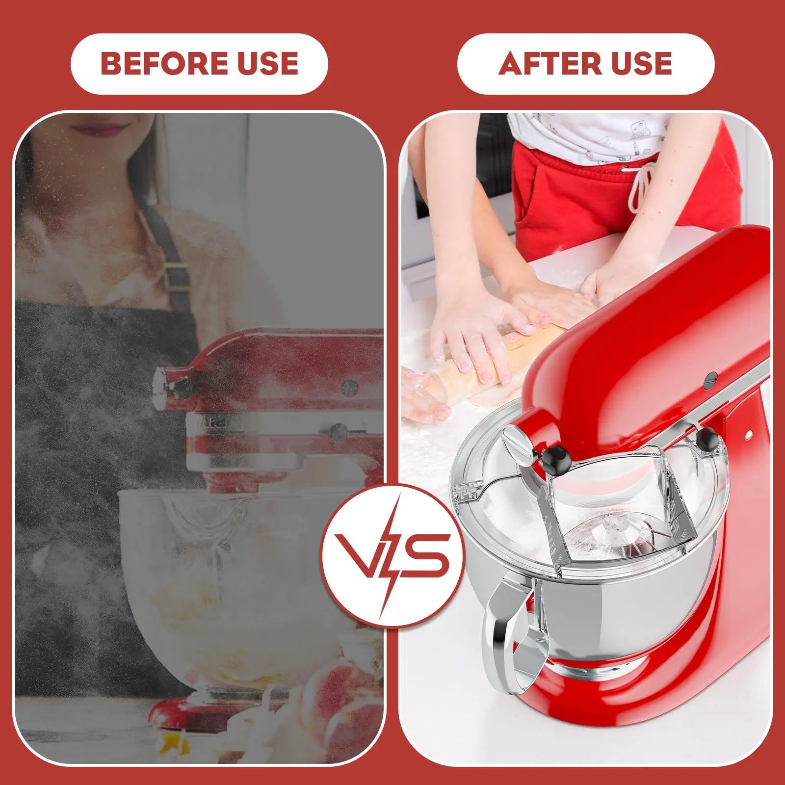 Pouring Shield Splash Guard, Detachable Flip Top Lid for KitchenAid 4.5-5QT Tilt Head Stand Mixer, Mixer Bowl Accessories