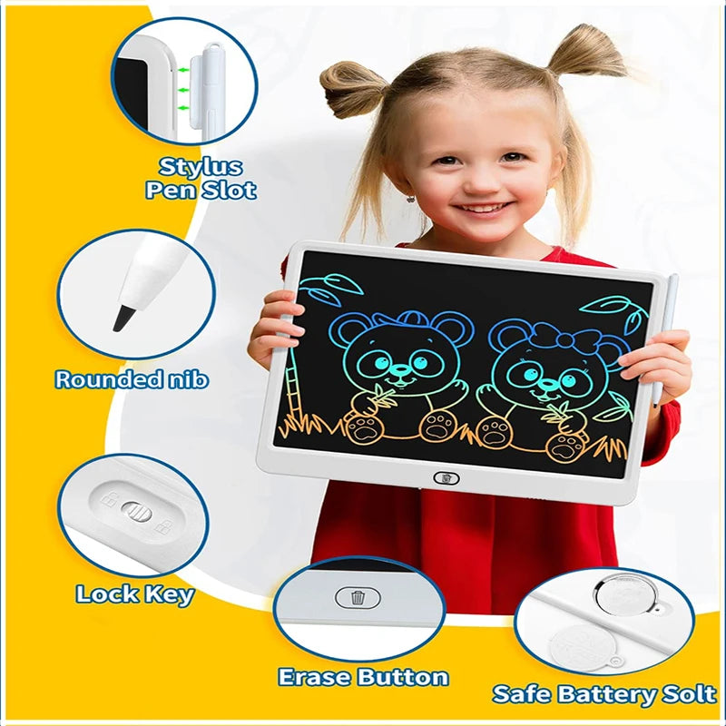 13/16 Inch LCD Drawing Tablet Writing Board Color Doodle Counting Practice Chalkboard Educational Toys For 3-12 Years Kids Gifts Secondary image
