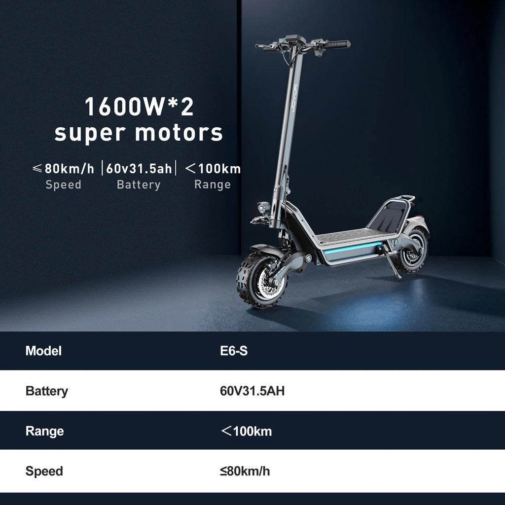 JOYOR E6-S Adult Electric Scooter 3200W Motor 60V31.5AH Battery Off-road EScooters NFC Unlock Hydraulic Brake Foldable E-Scooter