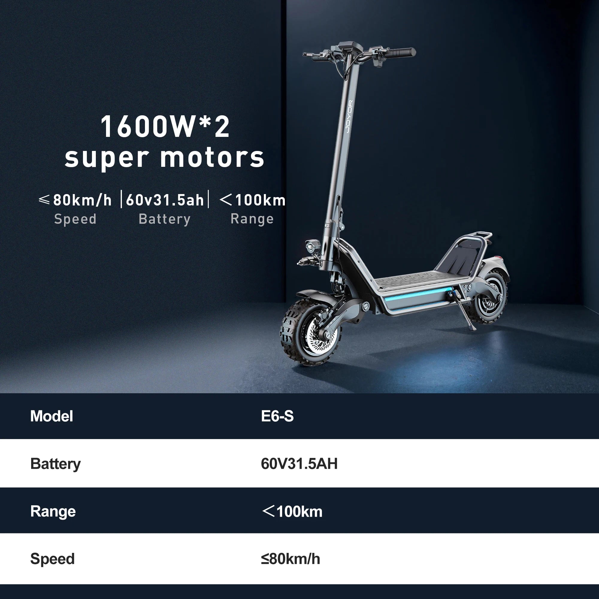 JOYOR E6-S Adult Electric Scooter 3200W Motor 60V31.5AH Battery Off-road EScooters NFC Unlock Hydraulic Brake Foldable E-Scooter