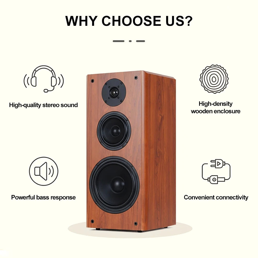 High Power Passive Speakers 8 Inch Floor Standing 3 Way Home Audio System 90dB Sensitivity Wooden Hifi Speakers A Pair Secondary image