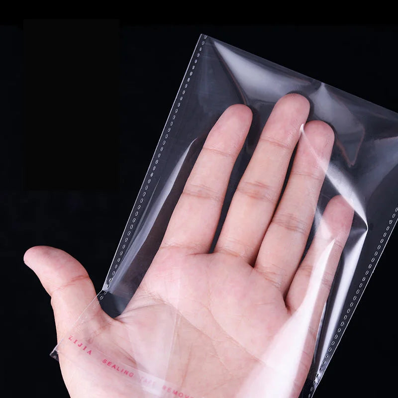 100PCS Opp Self-adhesive Transparent Plastic Bag Clothing Jewelry Packaging Self adhesive Biscuit Candy Packaging Cellophane Bag