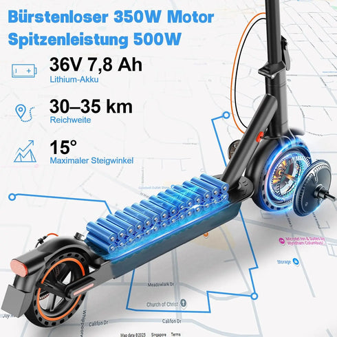 Todimart T3 ABE adult electric scooter, 36V 7.8AH, peak power 500W, 25-35KM, 8.5-inch honeycomb tires, urban electric scooter
