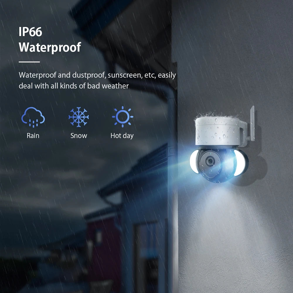 5MP Security Camera Outdoor Wireless 2.4G WIFI PTZ Auto Tracking Cameras Floodlight Color Night Vision IP66 Waterproof Two Way Audio Surveillance Cam