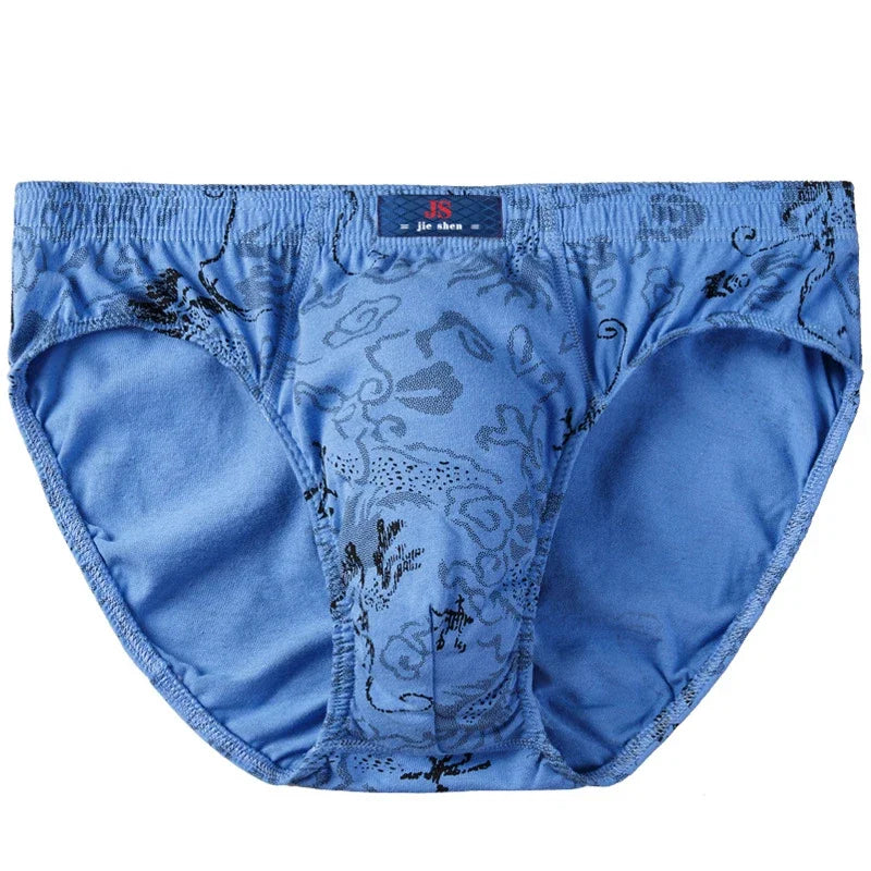 100% Cotton Men's Panties Plue Size Printed Briefs Underwear Loose Lingerie Moisture Absorbent Breathable Underpants