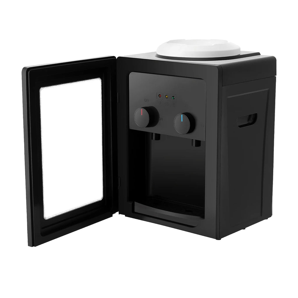 Compact Electric Water Cooler Fast Heating Hot Cold Desktop Dispenser with Removable Basin for Home Office Bedroom Use