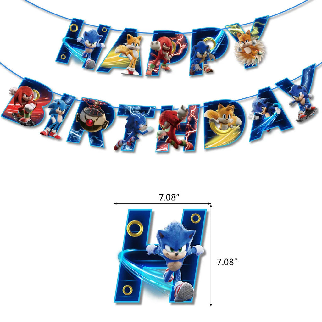 Sonic Birthday Party Decoration Game Hedgehog Balloons  Action Figure Party Paper Plate Towel Cup Tablecloth Toy Kid Gifts