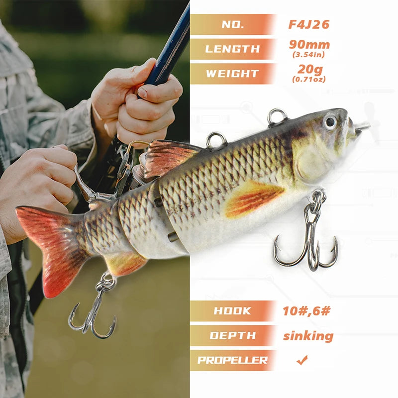 Automatic Swimbait Electric Robotic Fishing Lure 4-Segement Auto Multi Jointed Bait USB Rechargeable Wobbler Pesca Accessories