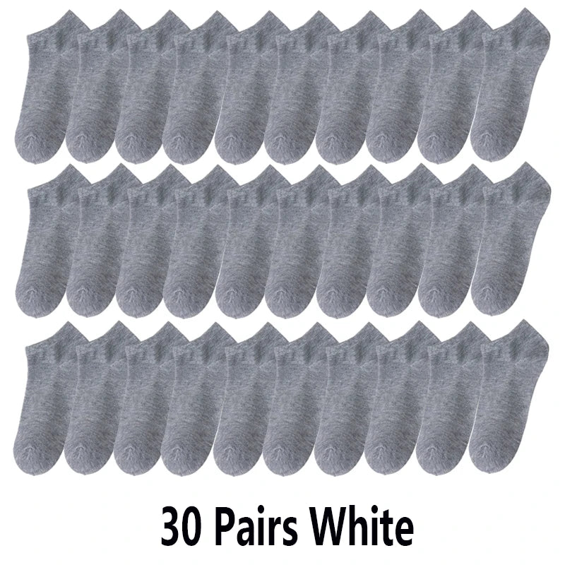 10/20/30Pairs Men's Socks Ankle Socks White Black Breathable Comfy Sweat-absorbing Boat Socks Unisex Casual Solid Short Socks