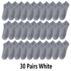 10/20/30Pairs Men's Socks Ankle Socks White Black Breathable Comfy Sweat-absorbing Boat Socks Unisex Casual Solid Short Socks