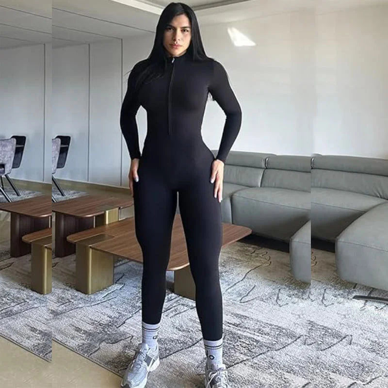 MrifDila Sauna Suit Jumpsuit Full Zip Up Sweatsuit Hot Sweating Jumpsuit Long Sleeve Romper Bottom Pants Sweating Bodysuit Shape