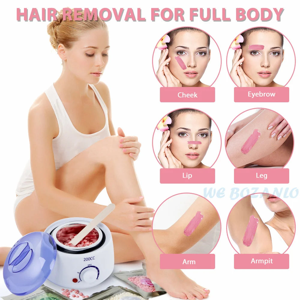 200CC Wax Heater Warmer Hair Removal Machine For Hand Foot Body SPA Epilator Paraffin Wax Pot +Wax Beans + Wood Sticks Secondary image
