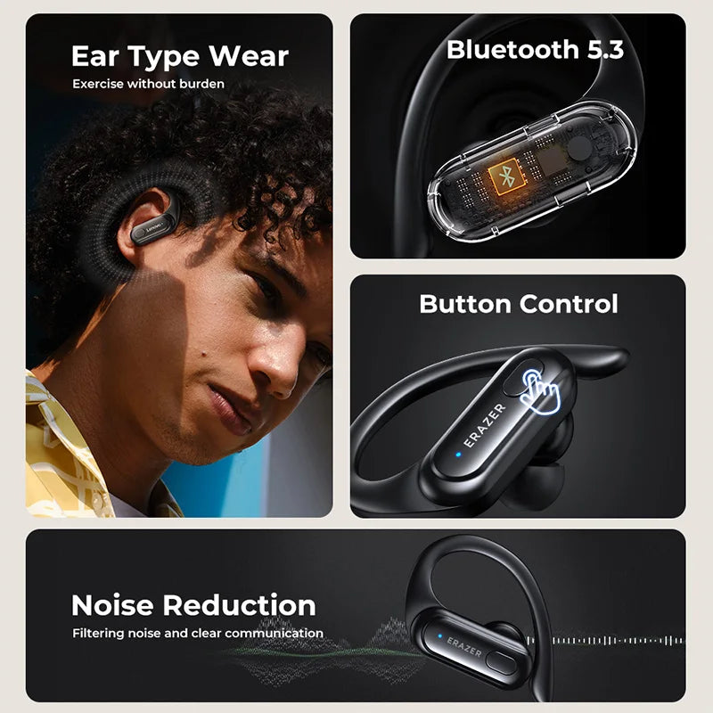 ERAZER XT60PRO Sports Wireless Headphones Bluetooth Earphones Earbuds Noise Reduction Headset with Mic Earhook