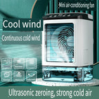 2026  Ultrasonic Mini Air Conditioner 3-Speed Portable Cooler with Colorful Light Humidifier