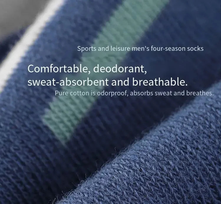 Men's 100% Cotton Casual Socks for Spring and Summer, Men's Antibacterial & Deodorant Business Socks, High-Quality Sports Socks