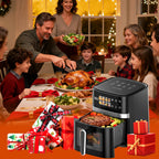 Patbrela 5.5L Air Fryer 8-in-1 Max 200°C Electric Hot fryer Oven Oilless Cooker with Touch Control & Nonstick Basket & Visible Window