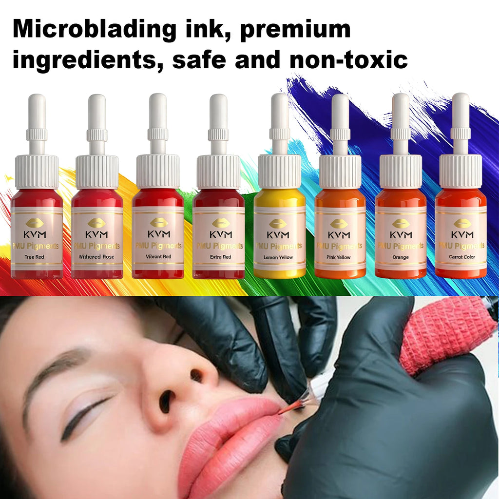 KVM 8 Colors 5ML Lip Tattoo Ink Microblading Inks Semi Permanent Makeup Pigment Tattoo Ink Body Art Lips Tint Tattoo Supplies