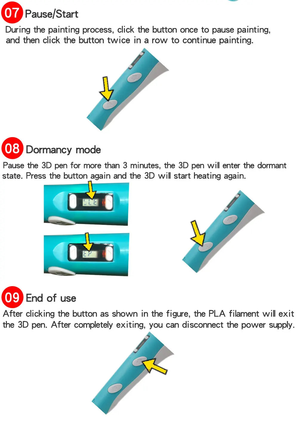 Children's 3D Pen 3D Drawing Printing Pen with LCD Screen Power Adapter 200M PLA Filament Toy Kids Christmas Birthday DIY Gift